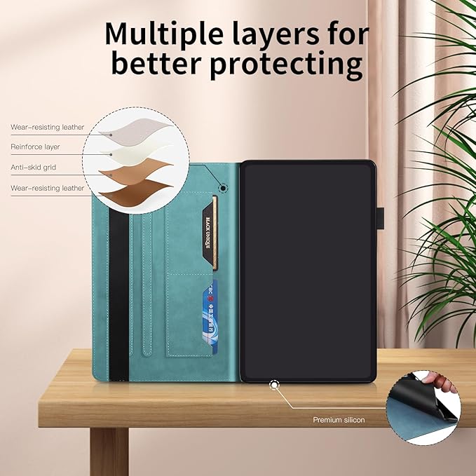 Portfolio Cover for Samsung Galaxy Tab A9 Plus Case 5g 11 Inch, Unique Tree Design with Hidden Card Slots, Built-in Magnetic Auto Sleep, Precise Cutouts Compatible with A9+(Sm-X210/X216/X218) Blue