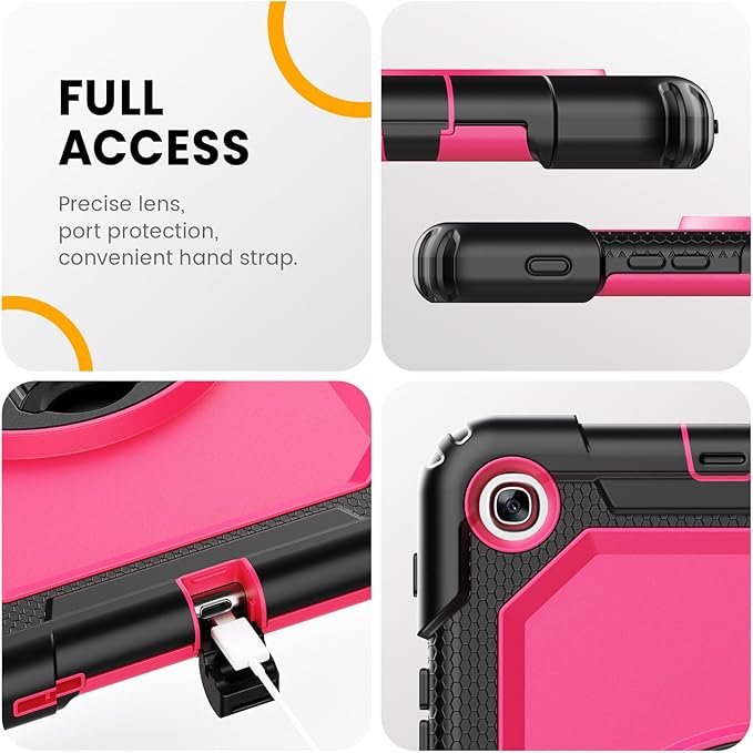 Timecity for Samsung Galaxy Tab A 10.1 Case 2019, Only Fit (SM-T510/ SM-T515/ SM-T517), Drop Proof with Hand Strap Stand Screen Protector Pencil Holder for Galaxy Tab A 10.1 Case - Rose