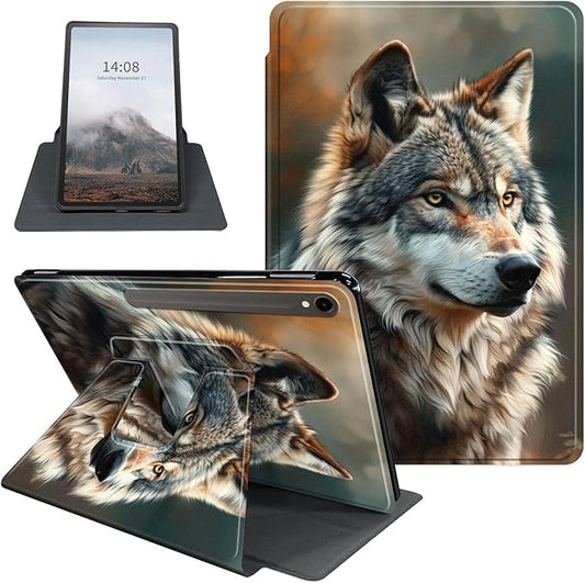 Case for Samsung Galaxy Tab S10 FE / S9 FE 5G 10.9 inch & Tab S9 11 inch, PU Leather 360° Rotating Stand Cover, Auto Sleep/Wake, Folio Smart Protective Cover, Wolf 4