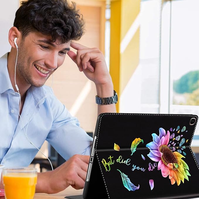 Samsung Galaxy Tab A9 Plus 11 inch Case 2023，Slim Fit Foldable Standing Cover Case with Auto Sleep/Wake for Galaxy Tab A9+ 11’2023 Model (SM-X210/X216/X218)，Colourful Sunflower Skull