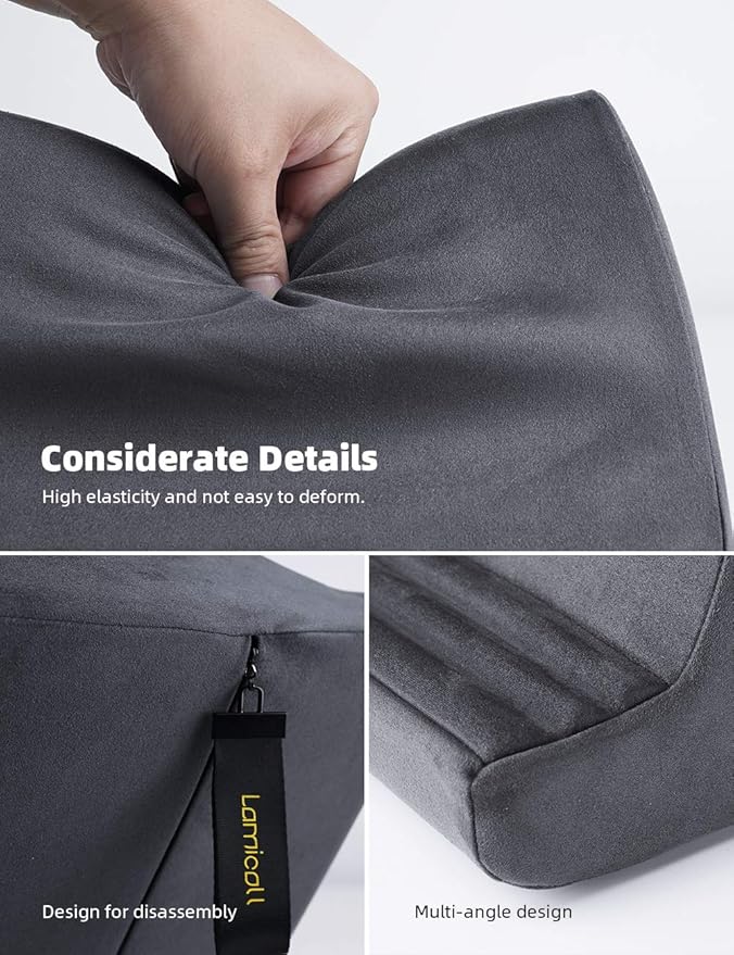 Lamicall Tablet Pillow Stand, Pillow Soft Pad for Lap - Tablet Holder Dock for Bed with 6 Viewing Angles, for 4-13" Tablets, Like iPad Pro 11, 13, Air, Mini, Kindle, Galaxy Tab, E-Reader, Dark Gray