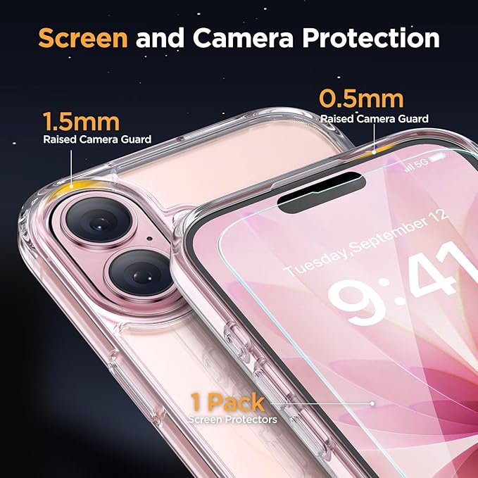 Miracase Magnetic for iPhone 17 Case (Compatible with MagSafe) with Screen Protector Military-Grade Protection, Anti-Fingerprint Translucent Matte Phone Cover for iPhone 17 6.3 inch, Crystal Clear