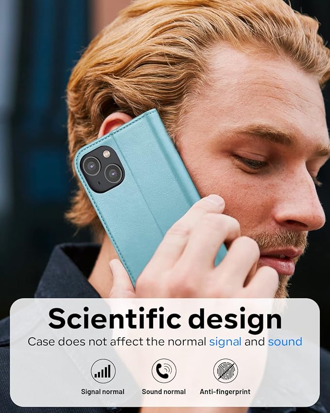 OCASE Compatible with iPhone 14 Wallet Case, PU Leather Flip Folio Case with Card Holders RFID Blocking Kickstand [Shockproof TPU Inner Shell] Phone Cover 6.1 Inch 2022 (Mint Green)