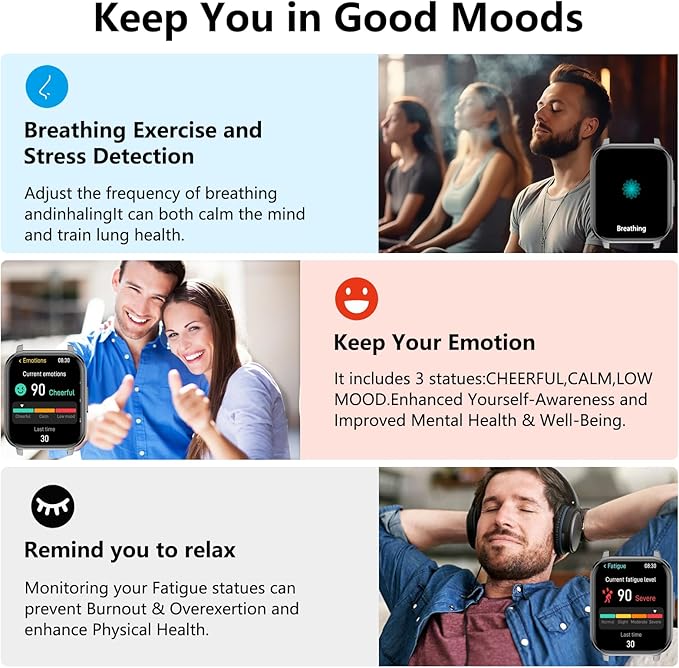 Smart Watch with Ai Functions GPS Tracking for Android Phones and iPhone Compatible Bluetooth Call Message Alert Heart Rate/Sleep/Monitor IP68 Waterproof for Men Women