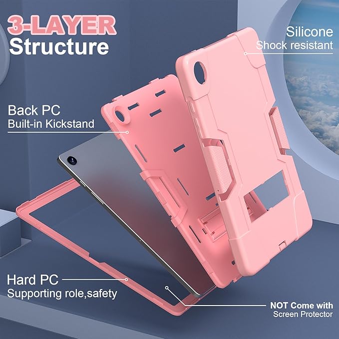 Case for Galaxy Tab A9 Plus 11 inch (2023), Protective Heavy Duty Shockproof Kickstand Cover for Samsung Galaxy Tab A9+ Plus 11" Model (SM-X210/X215/X216) Rosegold+RG