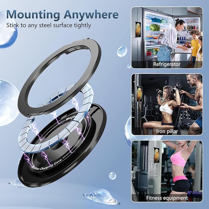 for Samsung Galaxy S21 Ultra Case Magnetic Compatible with MagSafe Wireless Charging,for S21 Ultra Case Built-in Kickstand Ring,with Screen Protector Military Grade Protection Shockproof Black