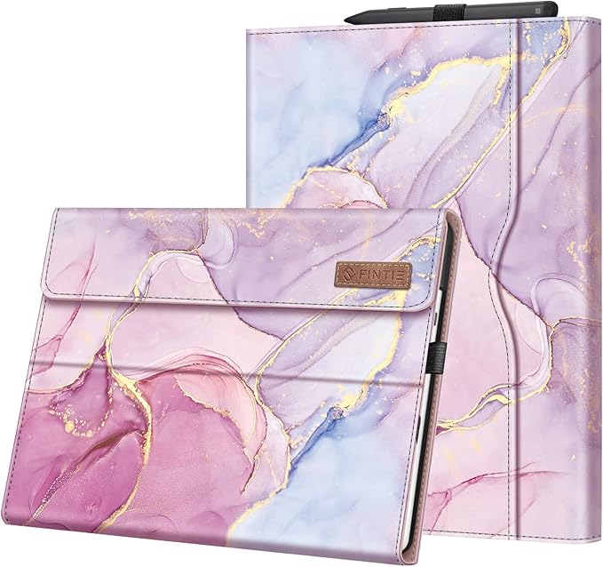 Fintie Case for 13 Inch Microsoft Surface Pro 11/10/9 - Multiple Angle Viewing Portfolio Business Cover with Pocket & Stylus Holder, Compatible with Type Cover Keyboard, Glitter Marble