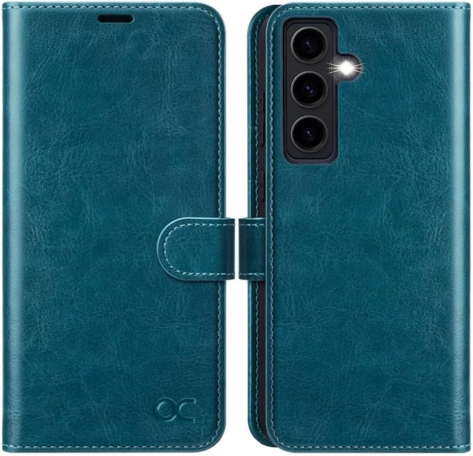 OCASE Compatible with Galaxy S24 5G Wallet Case, PU Leather Flip Folio Case with Card Holders RFID Blocking Kickstand [Shockproof TPU Inner Shell] Phone Cover (2024), Peacock Blue