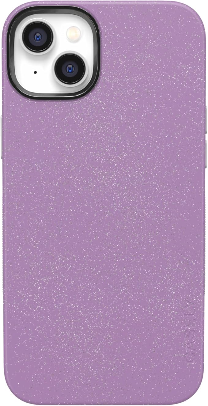 Casely iPhone 14 Case | Lavender Waves | Purple Shimmer Glitter | Bold Protective Design | Compatible with MagSafe