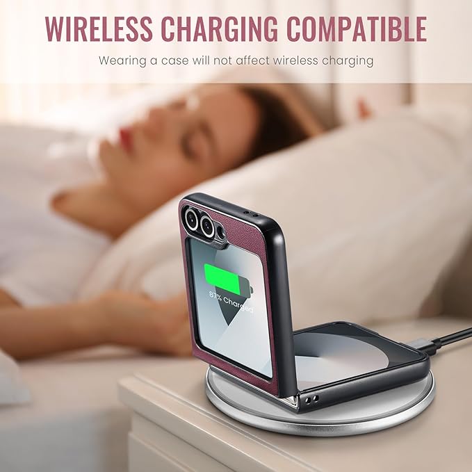 for Samsung Galaxy Z Flip 6 Case, Premium PU Leather Case Anti Scratch Slim Phone Shockproof Protective Phone Cover for Samsung Galaxy Z Flip6, Red