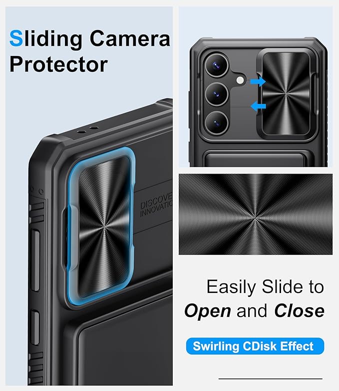 for Samsung Galaxy S25 FE Case Wallet, Card Holder (4-5 Cards), Slide Camera Cover, Military Drop Protection, Rugged Heavy Duty Men Women Protective Phone Case for Galaxy S25 FE 6.7" 2025, Black