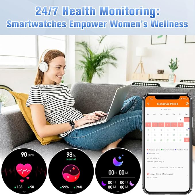 Smart Watch 2025 Upgraded, 1.39" HD Fitness Watch for Men/Women, IP68 Waterproof Watch with Heart Rate/Blood Oxygen/ Sleep Monitor 110+ Sports Modes, Long-Lasting Battery Compatible with Android/iOS