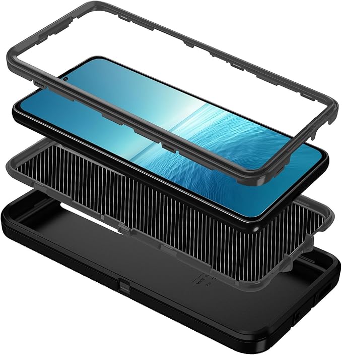 for Galaxy S23 FE 5g Case,Shockproof Dropproof Dustproof 3-Layer Full Body Protection Rugged Heavy Duty High Impact Hard Cover Case for Galaxy S23 FE 6.4 inch,Black