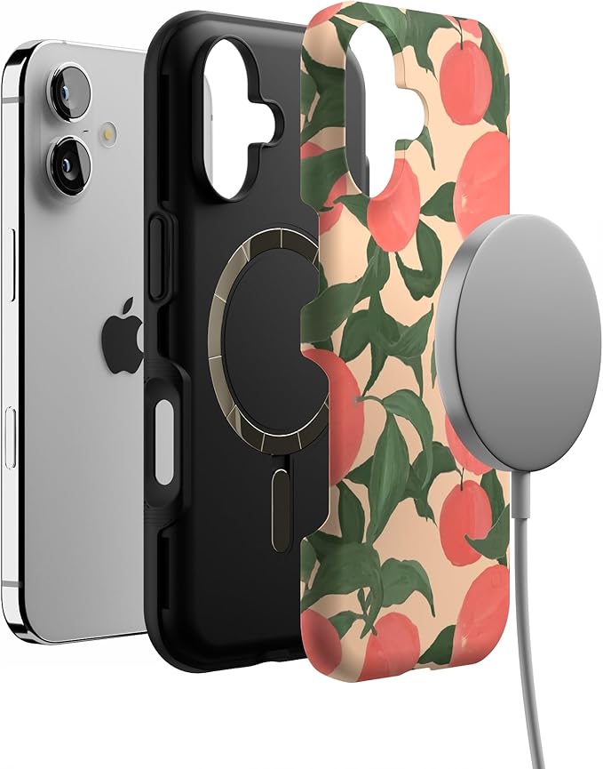 Casely iPhone 17 Case | Feeling Peachy | Blush Vines | Bold Protective Design | Compatible with MagSafe