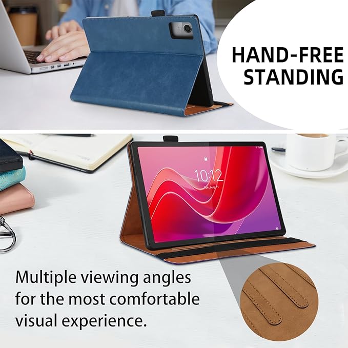 Case for Lenovo Tab M11 / Tab K11 LTE 11 Inch (TB330FU) 2024 Bussiness Premium PU Leather Protective Case Lightweight Flip Stand with Elastic Band & Card Holder for Lenovo Tab M11-Navy Blue