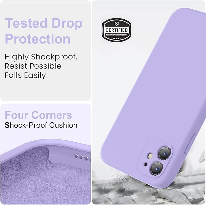Vooii Compatible with iPhone 11 Case, Upgraded Liquid Silicone with [Flat Edges] [Camera Protection] [Soft Anti-Scratch Microfiber Lining] Phone Case for iPhone 11 6.1 inch - Light Purple