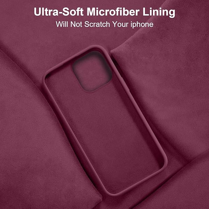 Vooii Compatible with iPhone 14 Case,[Silky Touch Premium Liquid Silicone] [Soft Anti-Scratch Microfiber Lining], Ultra Slim Shockproof Protective Case for iPhone 14 - WineRed