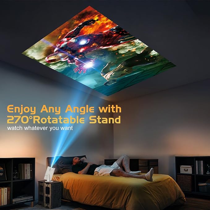 【Netflix Officially Licensed】TMY Projector with Built in Apps, 1080P Movie Projector with WiFi and Bluetooth, Electric Focus & Auto Keystone, 270° Rotatable Outdoor Projector for Phone/PC/HDMI/USB
