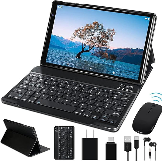 Android Tablet 10 inch Android 13 Tablets with 14GB RAM 128GB ROM, Octa-Core 2.0 GHz, 8000mAh Battery, 5G WiFi, Bluetooth 5.0, HD IPS Touchscreen, 5+8MP Camera Tablet with Keyboard Mouse Case, Grey