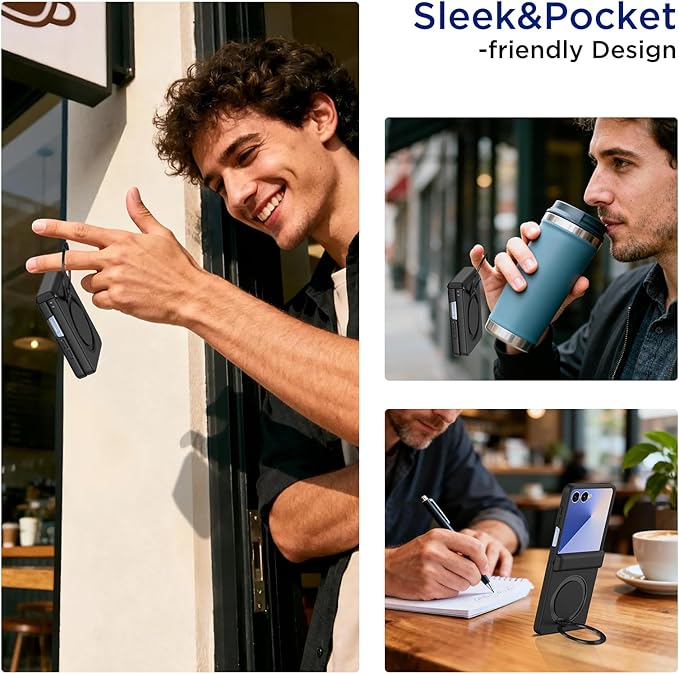 Case for Samsung Galaxy Z Flip 7 with Hinge Protection, Compatible with Magsafe, Built-in Kickstand, Shockproof Rugged Slim Phone Case for Galaxy Z Flip 7 2025 (Black)