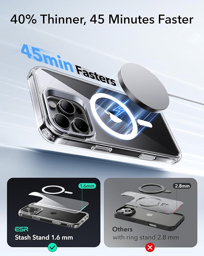 ESR for iPhone 16 Pro Case, Camera Control Button Compatible with MagSafe, Military-Grade Protective Case for iPhone 16 Pro, Built-in Stash Stand iPhone Case, Scratch-Resistant Back Cover, Clear