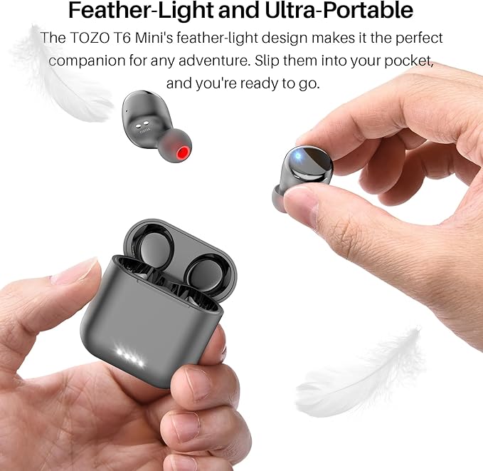 TOZO T6 Wireless Earbuds, Bluetooth 5.3 Ear Buds, Stereo Sound in Ear Headphones, 50 Hours Playtime, Wireless Charging Case, APP Customizable EQs, IPX8 Waterproof Earphones
