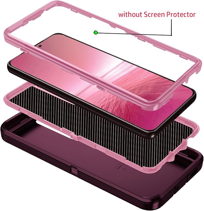 for Galaxy S25 FE 5g Case,Shockproof Dropproof Dustproof 3-Layer Full Body Protection Rugged Heavy Duty High Impact Hard Cover Case for Galaxy S25 fe,Purple/Pink
