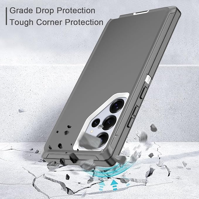 for Samsung Galaxy S25 Ultra Case Heavy Duty Protective Case Shockproof Dropproof 3-Layer Full Body Protection [Without Screen Protector] Tough Rugged Case for Galaxy S25 Ultra,Grey/White