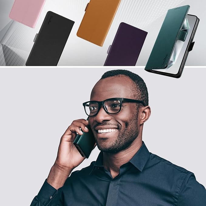 Wallet Flip Case for Samsung Galaxy S25 Ultra 5G - [RFID Blocking] Luxury PU Leather Card Holder Magnetic Phone Cover with Kickstand,Shockproof Protective Case,Green