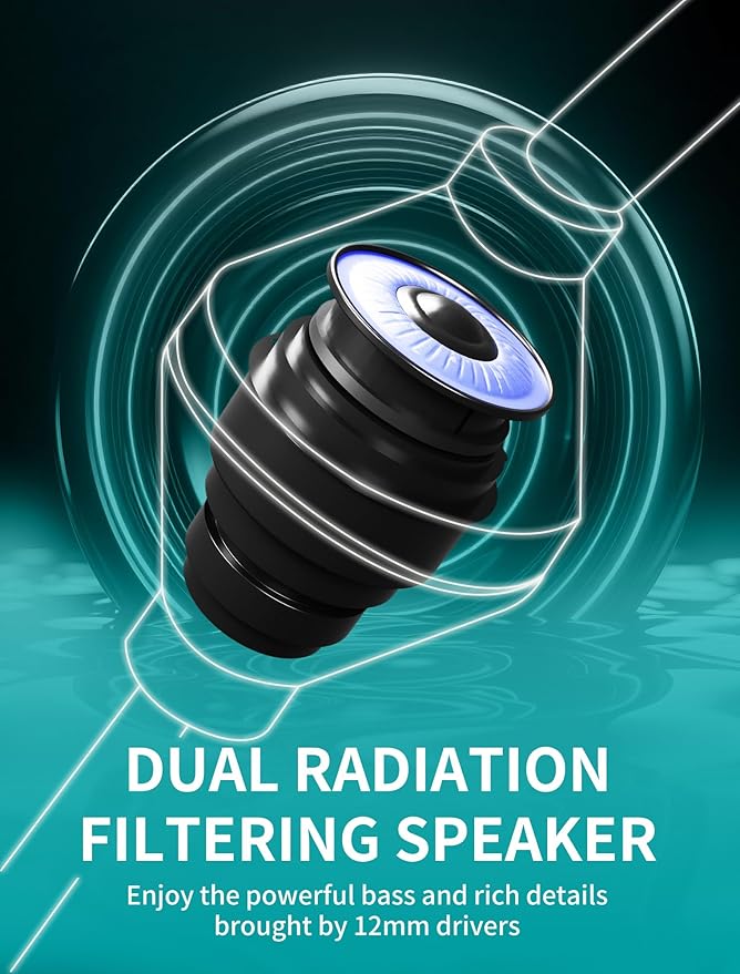 Air Tube Bluetooth Headphones with LED Battery Display,EMF Free Neckband Wireless Earbuds with 25H Playtime,HD Bass Airtube Headphone Emf Free with Mic And Controls,Airtube Earbuds For Sleep,Work,Gym