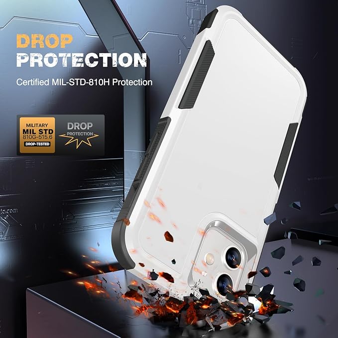 Diaclara Designed for iPhone 12 Case/iPhone 12 Pro Case, [with Privacy Screen Protector] [Anti Spy] [Military Grade Drop Protection] Heavy Duty Full-Body Shockproof Phone Case, White