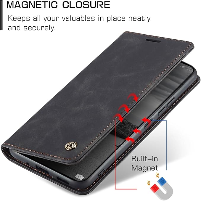 for Xiaomi Poco X6 Pro 5G Case, Flip Wallet Leather Case with Card Holder Magnetic Closure Shockproof Kickstand Protective Phone Cases Cover for Xiaomi Poco X6 Pro 5G,Black