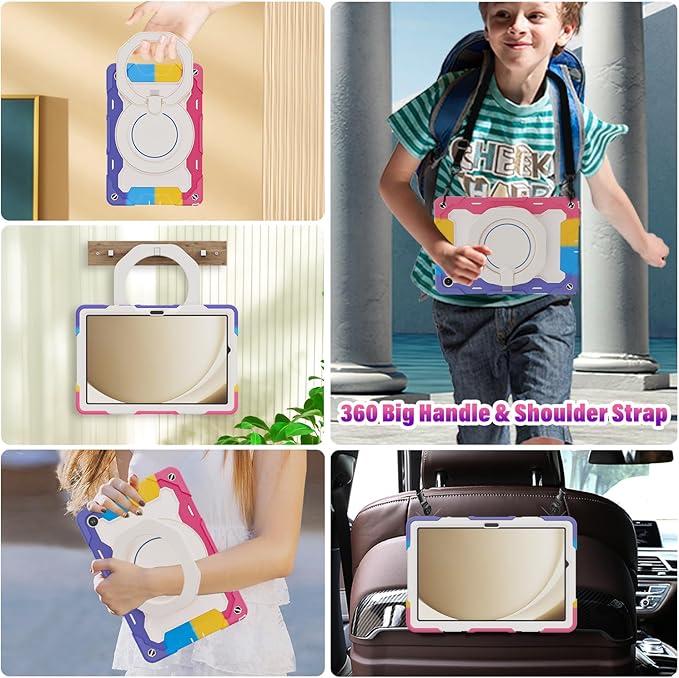 ROISKIN Case for Galaxy Tab A9 Plus 5G/ A9+ 11 Inch with HD Screen Protector & Shoulder Strap,Heavy Duty Military Case for Samsung Galaxy A9 Plus SM-X210/X216/X218 - Rotating Stand for Kids