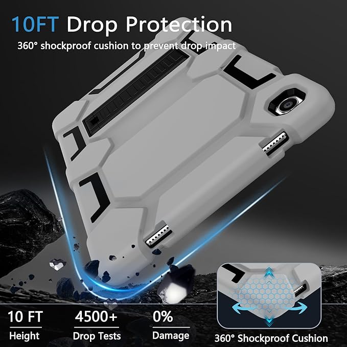 CCMAO Case for Samsung Galaxy Tab A9+ 11”(SM-X210/X216/X218), Heavy Duty Shockproof Hard Hybrid Three Layer Protective Cover with Kickstand for Galaxy Tablet A9 Plus 2023 for Kids, Gray+Black