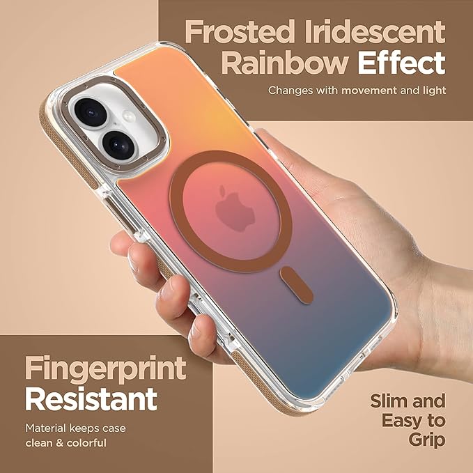 MOWIME Magnetic Case for iPhone 16 Plus [Compatible with Magsafe] [Cute Fashion Fluorescent Design] [1 Screen Protector] Slim Translucent Matte Case for iPhone 16 Plus 6.7" 2024, Desert