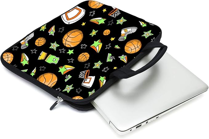 Laptop Sleeve Case 11.6" 12.1 Inch Neoprene Laptop Sleeve/Notebook Computer Pocket Case/Chromebook Case/Tablet Briefcase Carrying Bag Compatible For Men， Women ，boys， girls (basketball)