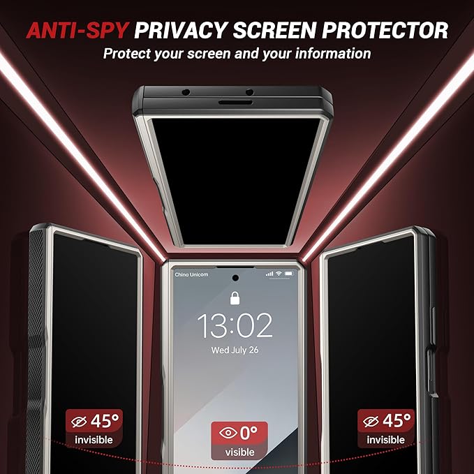 TONGATE 360° Spin Magnetic Stand for Z Fold 7 Case with Privacy Screen Protector, [Compatible with Magsafe] [Anti Spy] [360° Ring Holder] Full-Body Shockproof Case for Samsung Galaxy Z Fold 7, Tigray