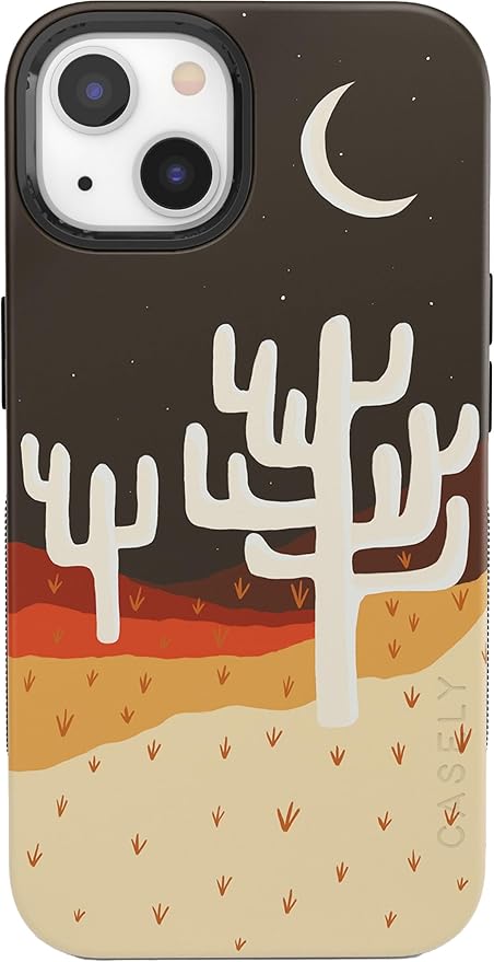Casely iPhone 14 Case | Desert Nights | Cactus Colorblock | Compatible with MagSafe | Bold Protective Design