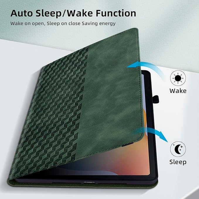 Case for Samsung Galaxy Tab S10 Lite/ S10 FE/ S9 FE 5G 10.9 Inch/Tab S9 11 Inch, Magnetic PU Leather Folio Adjustable Stand Shell Foldable Card Holder Multi-Angle Woman Man,Retro Green