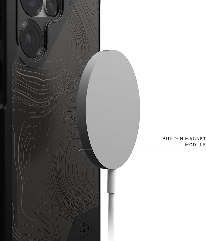 URBAN ARMOR GEAR UAG Designed for Samsung Galaxy S25 Ultra Case 6.9" Metropolis LT - Compatible with Magnetic Charging Impact-Resistant Rugged Military Drop Tested Protective Cover, Topography Black