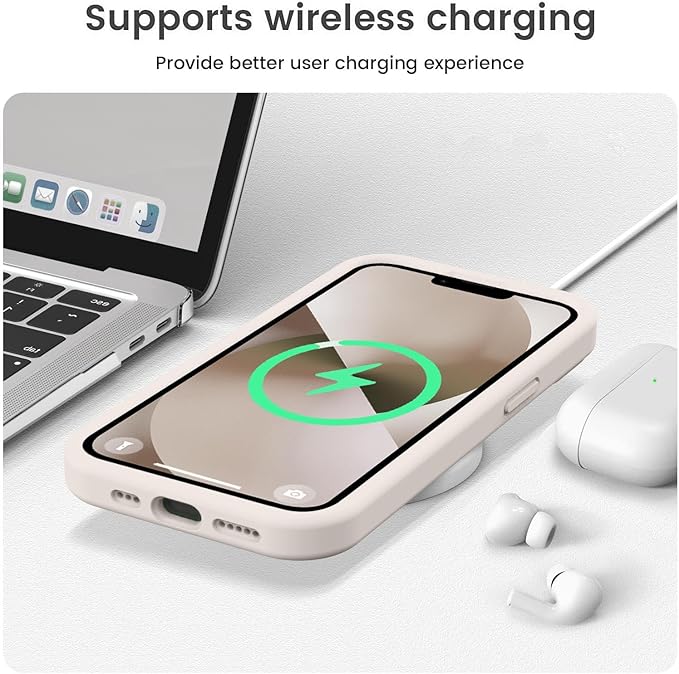 Vooii Compatible with iPhone 13 Case, Liquid Silicone Upgrade [Camera Protection] [Soft Anti-Scratch Microfiber Lining] Shockproof Phone Case for iPhone 13 6.1 inch - Stone