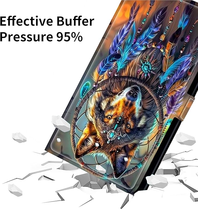 for Walmart Onn 10.4" Tablet Pro 2023 (Model:100110603) Case Dluggs 360 Degree Rotating Smart Protective Stand Cover for Walmart Onn 10.4 Inch Pro Tablet-Dream Catcher Wolf