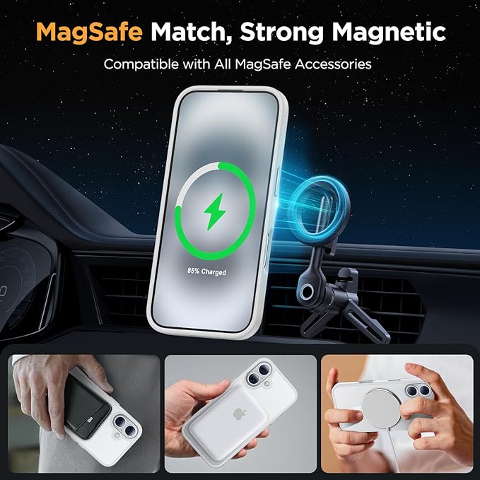 Miracase Magnetic Series for iPhone 16 Plus Case [Compatible with MagSafe] [with 2X Screen Protectors] Military-Grade Protection, Anti-Fingerprint, Slim Phone Case for 16 Plus 6.7 inch - White