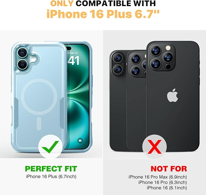 Diaclara Magnetic for iPhone 16 Plus Case, [with Privacy Screen Protector] [Anti Spy] [Military Grade Drop Protection] Heavy Duty Full-Body Shockproof Phone Case, Magnetic Green