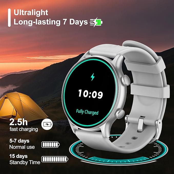 Smart Watch for Women, 1.77" Fitness Tracker with Heart Rate/Sleep/SpO2/Stress Monitor, Fitness Watch for Answer Calls, IP68 Smartwatch for iOS Android, Step Counter Watch, 123+ Sport Modes,2 Bands