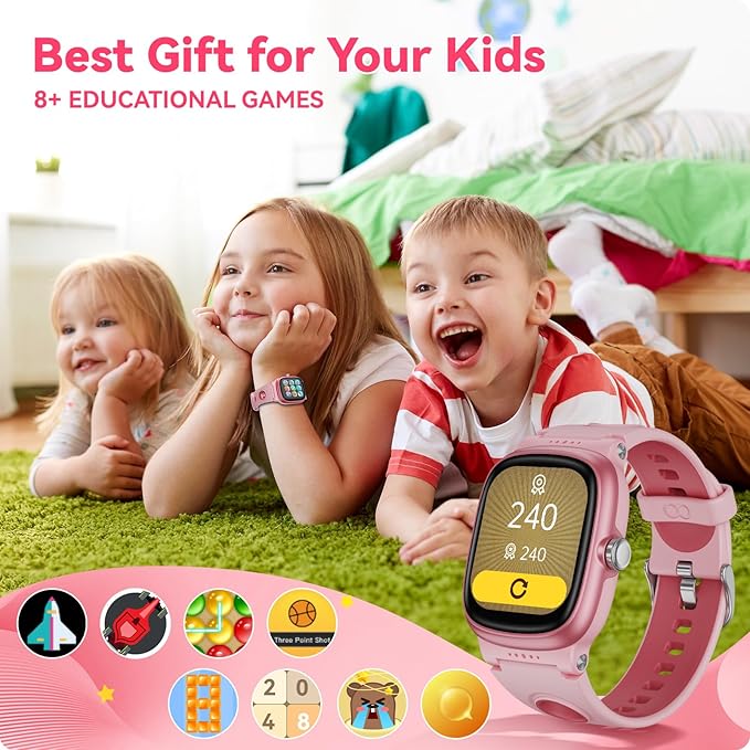 Smart Watch for Kids with Heart Rate Sleep Monitor, Games/Alarm/IP68 Waterproof Smart Watch for Boys Girls, Step Calorie Pedometer Activity Tracker, Kids Fitness Watch Birthday Gifts for Aged 4-16