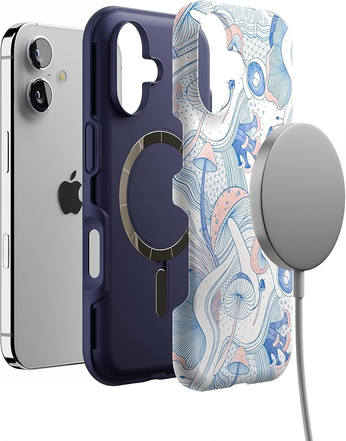 Casely iPhone 17 Case | The Fun Guy | Enchanted Forest Mushroom Floral | Bold Protective Design | Compatible with MagSafe