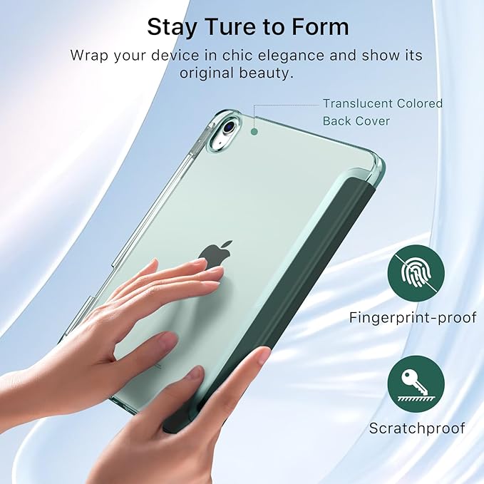 MoKo for iPad 11-inch (A16) 11th Generation Case 2025, iPad 10th Generation Case 2022 with Pencil Holder, Slim Lightweight Trifold iPad11 inch Cover with Rugged PC Translucent Back Shell,MidnightGreen