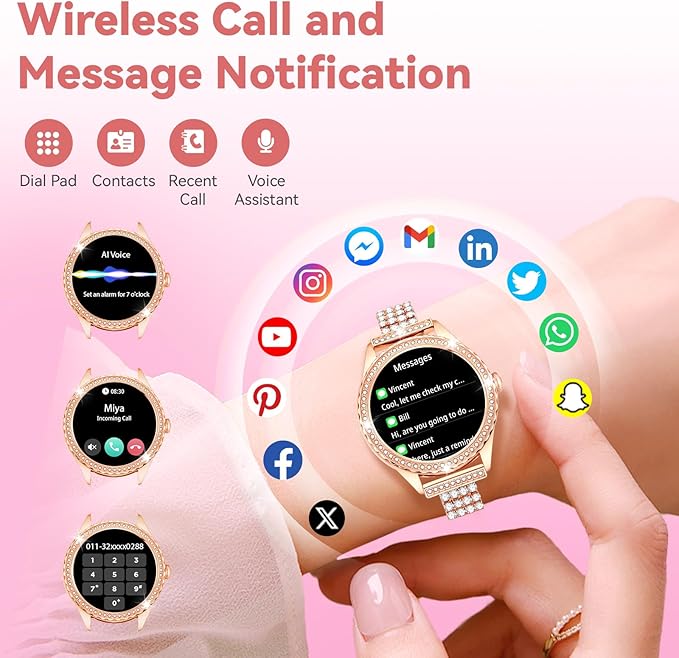 Smart Watch for Women - Make/Answer Call, 1.32" IP67 Waterproof Fitness Watch with Heart Rate Sleep Monitor, 100+ Sports Modes Activity Tracker, Step Counter Smartwatch for iOS Android