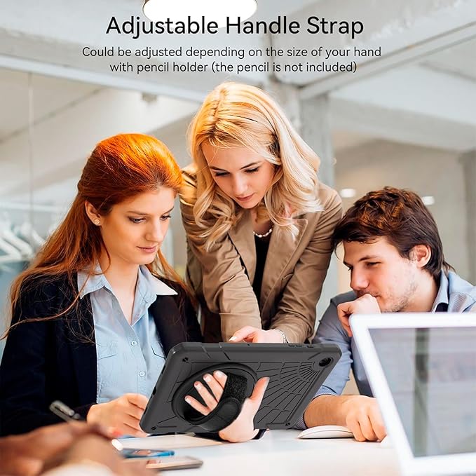 Case for Samsung Galaxy Tab A9 8.7 Inch 2023, 360° Rotating Stand, Hand Strap&Shoulder Strap Case for Samsung A9 Tablet(SM-X110/X115/X117) (Grey)